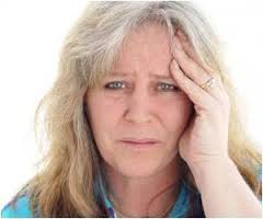 exhausted middle aged woman